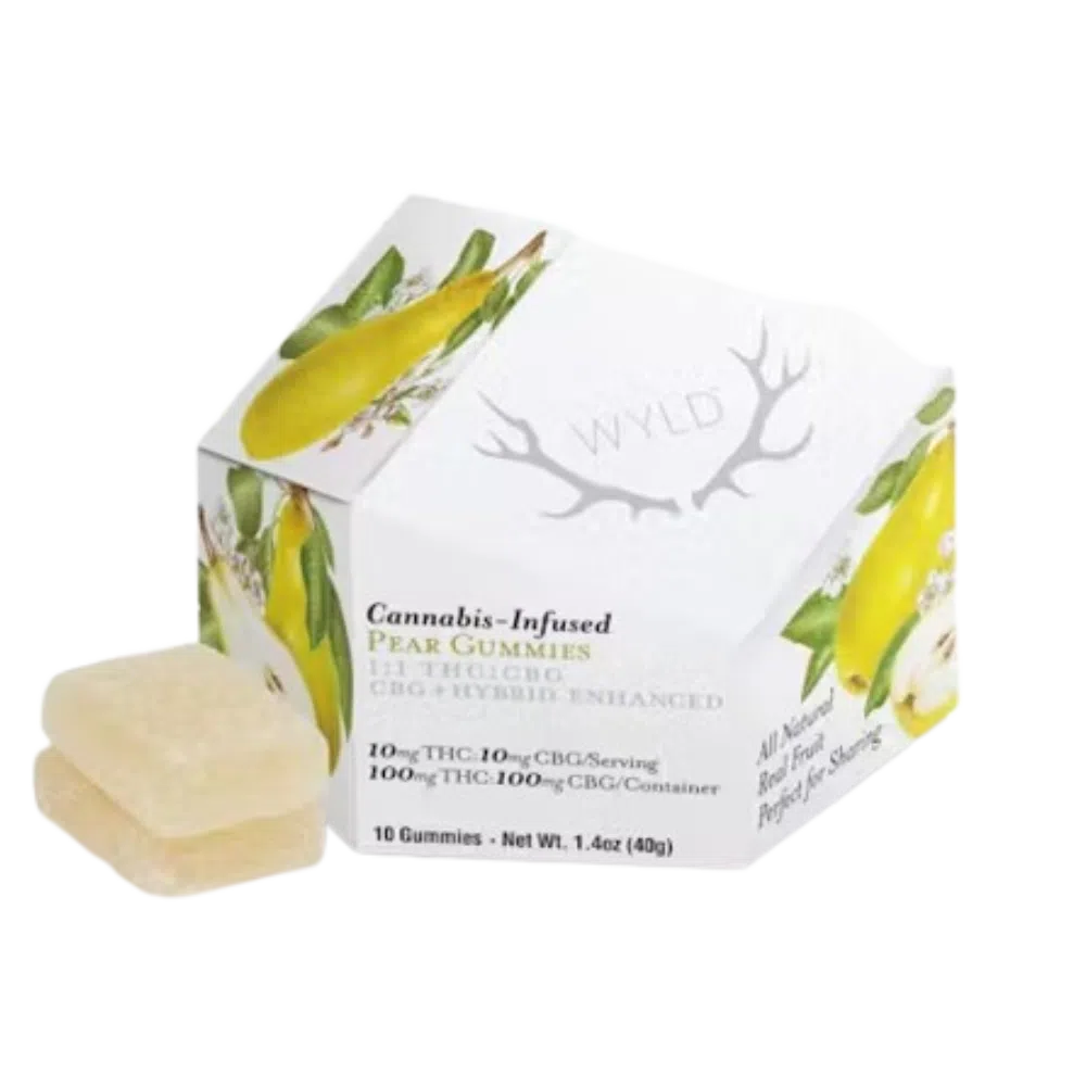 WYLD – Pear 1:1 CBG + Hybrid Enhanced Gummies | 100mg THC:100mgCBG WYLD – Pear 1:1 CBG + Hybrid Enhanced Gummies | 100mg THC:100mgCBG