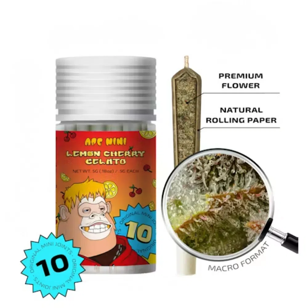 Ape Mini – Lemon Cherry Gelato – 5G Total – 0.5g Each Joint (Hybrid) Ape Mini – Lemon Cherry Gelato – 5G Total – 0.5g Each Joint (Hybrid)