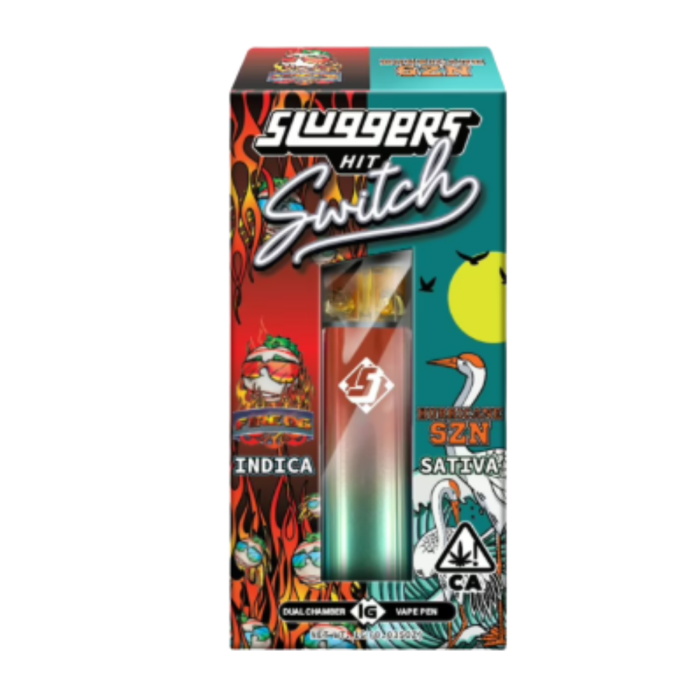 Slugger’s Hit – 2g Dual Chamber Disposable Pen – Fire OG (I) / Hurricane SZN (S) (Hybrid) Slugger’s Hit – 2g Dual Chamber Disposable Pen – Fire OG (I) / Hurricane SZN (S) (Hybrid)
