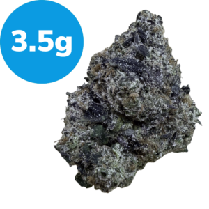 3.5g – Alien Tech (Indica) Rocky mineral specimen with a bright blue circle labeled '3.5g'